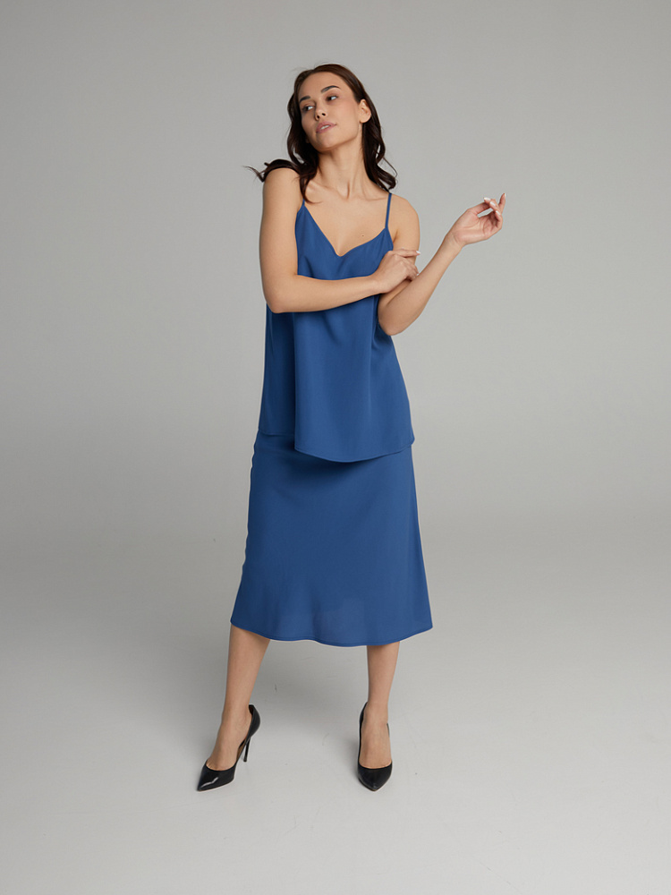 Юбка из струящегося штапеля Pretty Лазурно-синий_10104