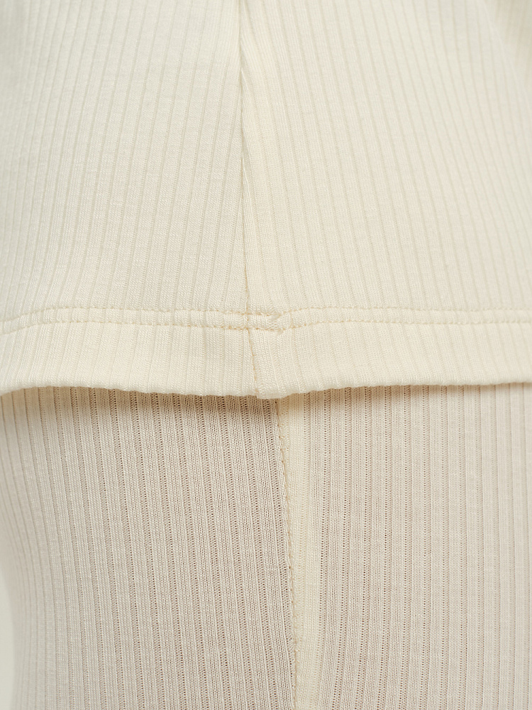 Лонгслив трикотажный в рубчик Flat Молочный_9711