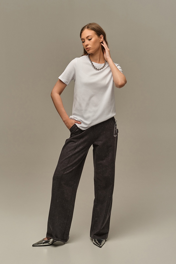 Футболка трикотажная в рубчик Flat Белый_16013