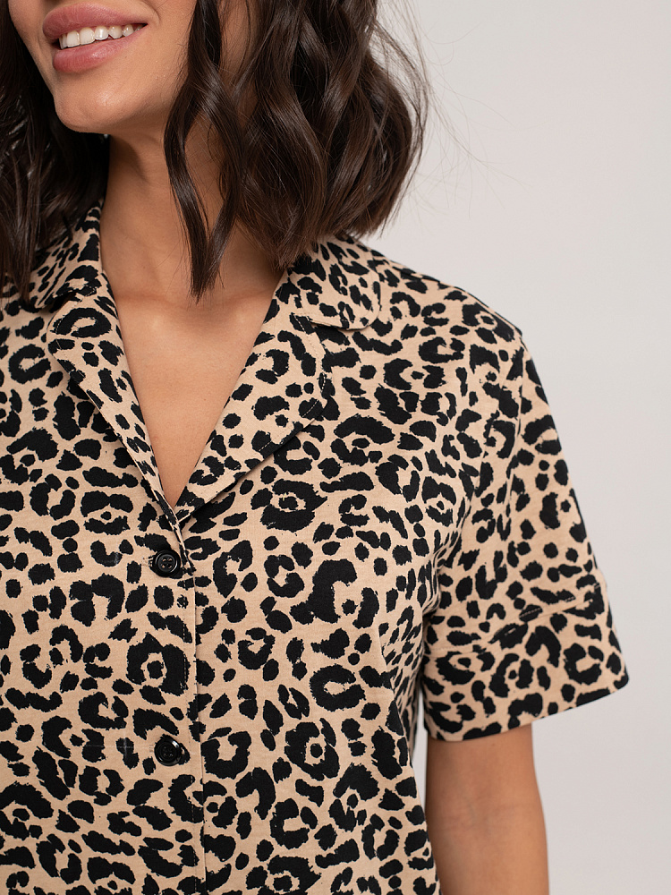 Пижама из хлопка, комплект Slow beauty Леопардовый_7588