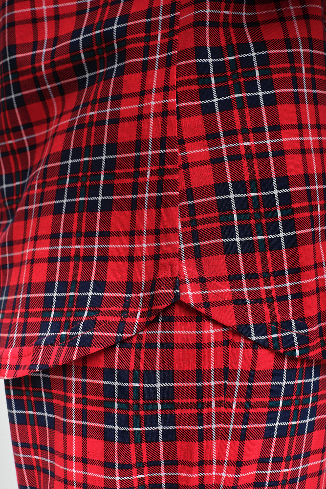 Рубашка из хлопка с длинным рукавом красная клетка Slow beauty_8892