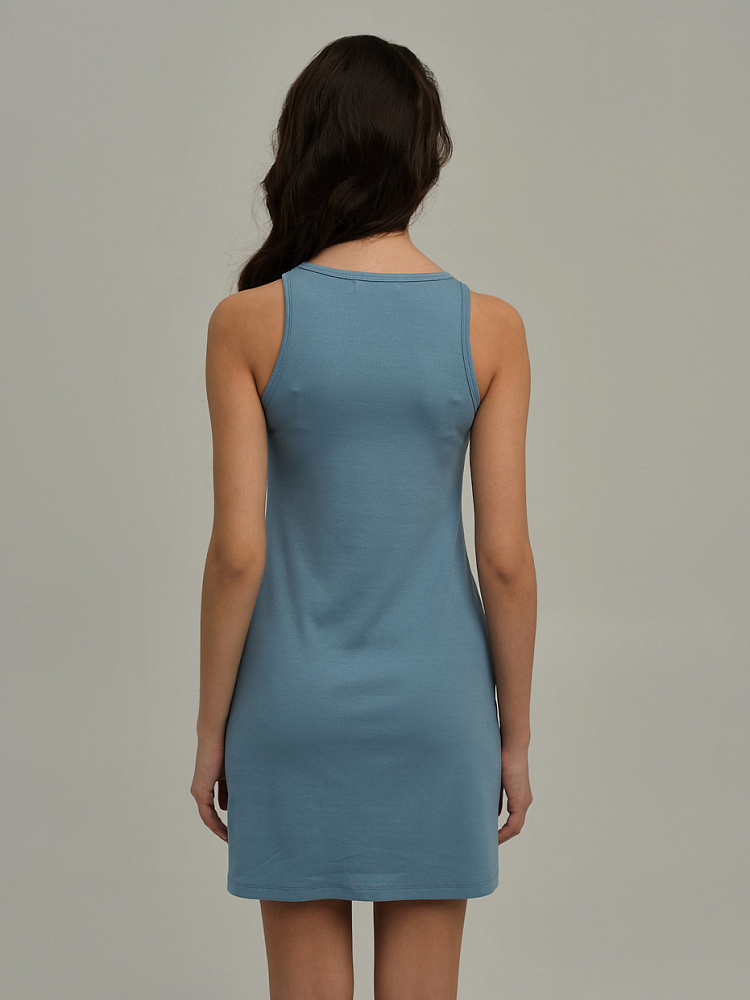 Платье в рубчик Basic Дымчато-голубой_10740