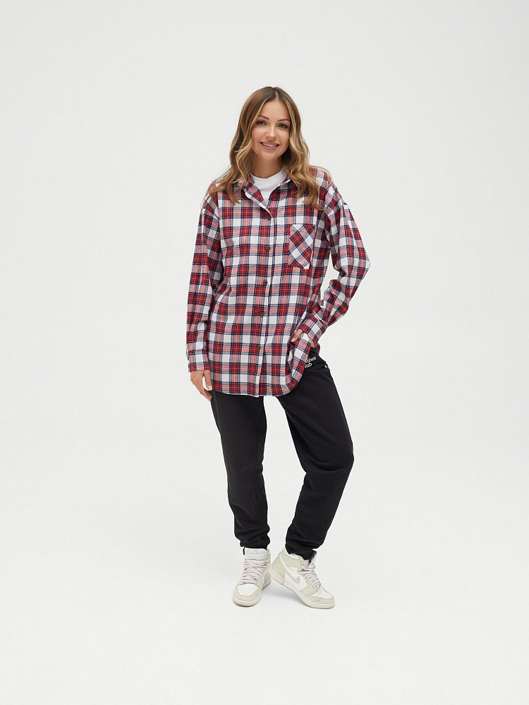 Рубашка с длинным рукавом из хлопка City Красная клетка_11421