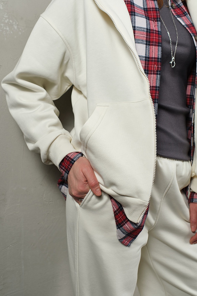 Худи на молнии из футера Путешествие по Алтаю Экрю/Бабырган_19506