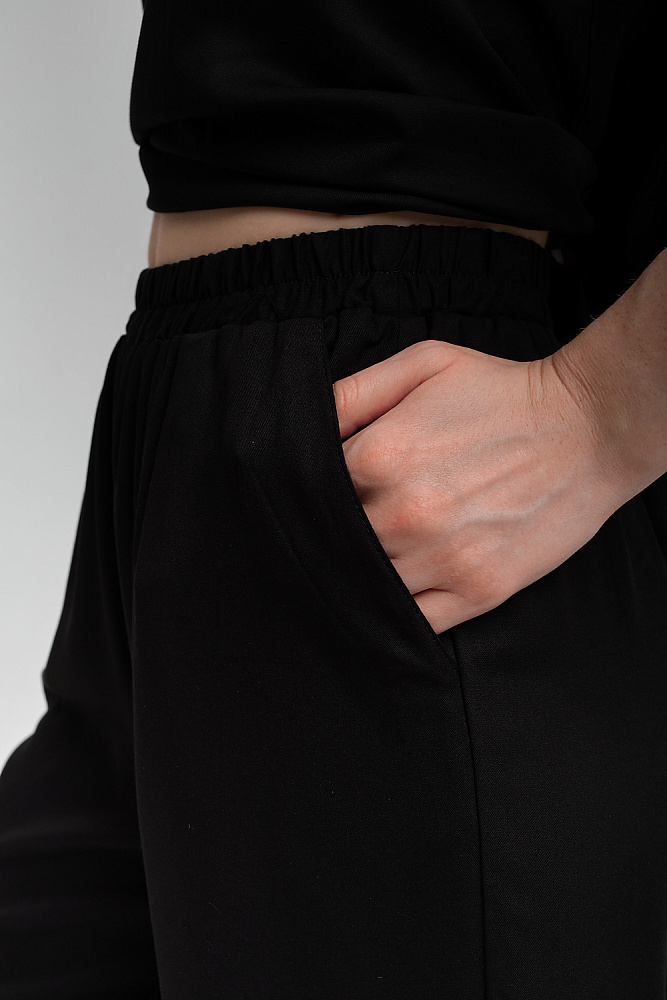 Прямые брюки из струящегося штапеля   Pretty Черный_8994