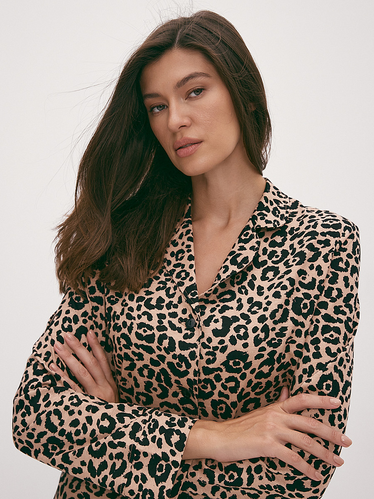 Пижама из хлопка, комплект Slow beauty Леопардовый_13158