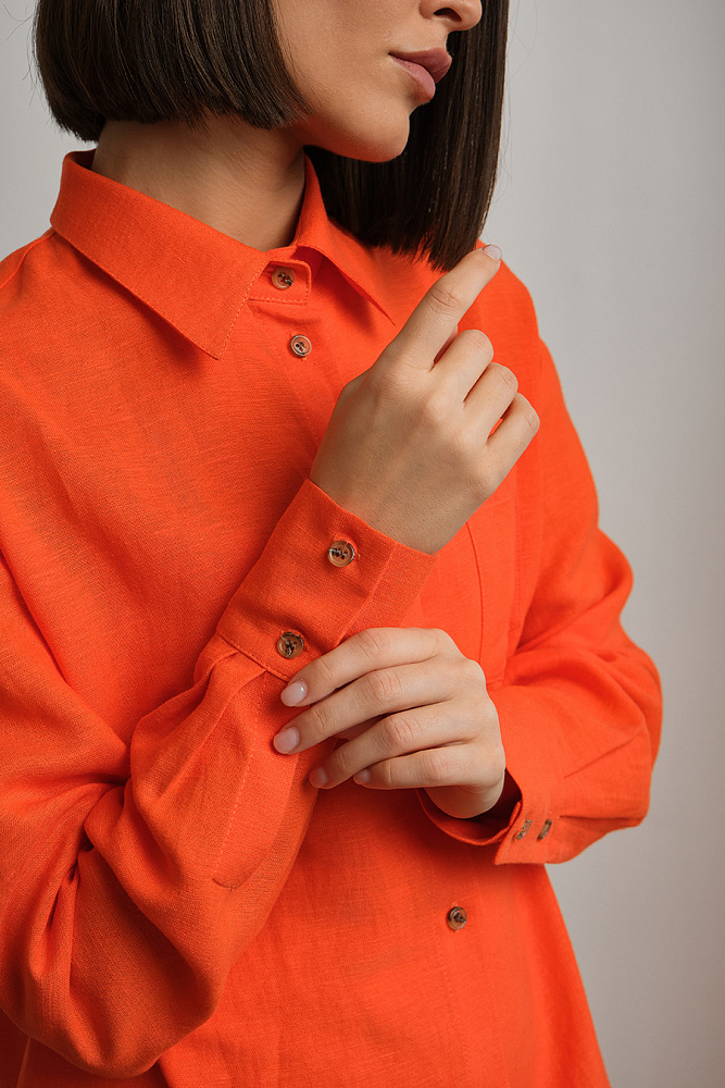 Рубашка оверсайз изо льна с длинным рукавом Sonet Оранжевый_14981
