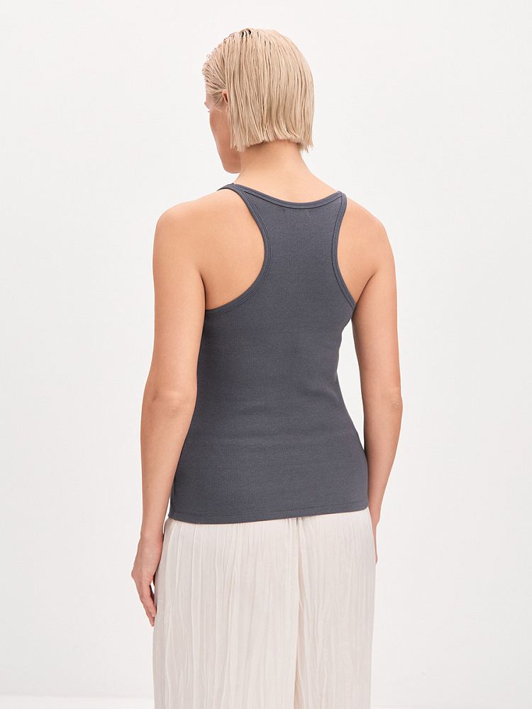 Майка трикотажная в рубчик Basic Графит_13962