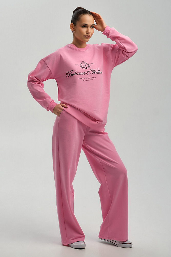 Свитшот из легкого эластичного футера с принтом Urban chic Розовый_9521