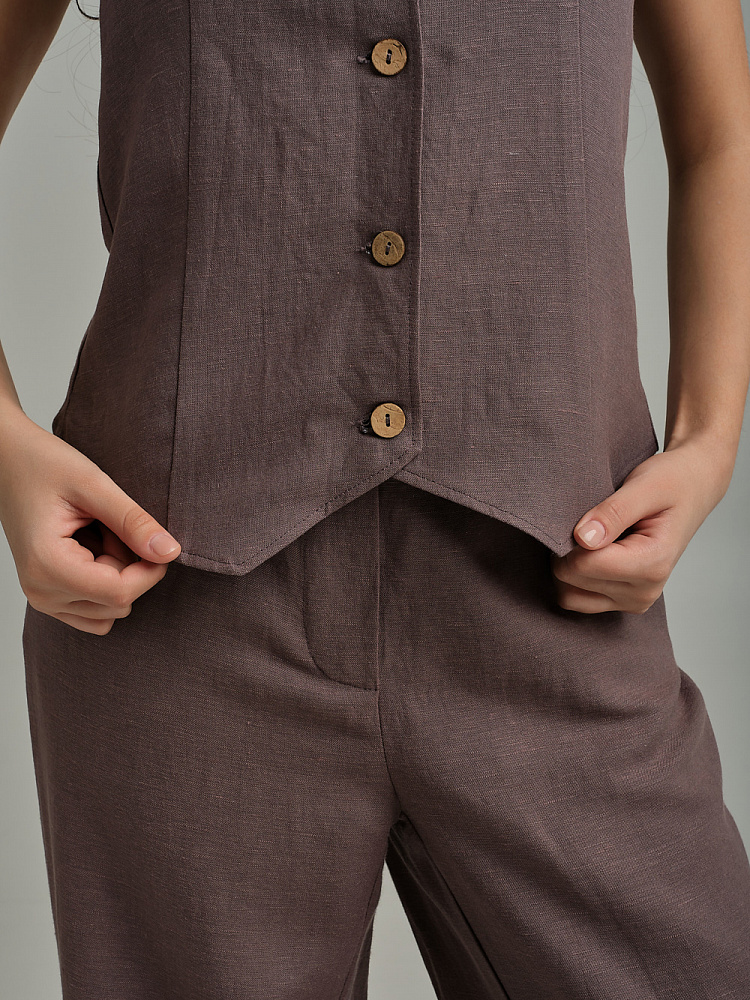 Жилет изо льна Sonet Шоколадный_9868