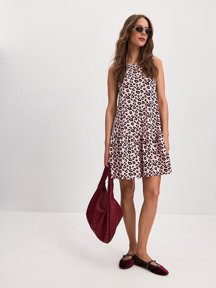 Платье из хлопка Kira Розовый леопард_16311