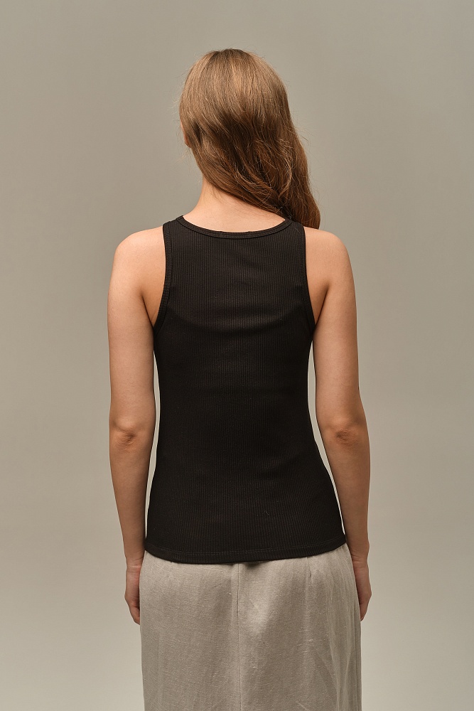 Майка Американка трикотажная в рубчик Flat Черный_18598