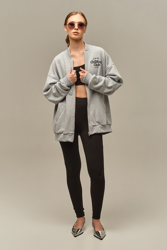 Леггинсы трикотажные в рубчик Flat Черный_15811