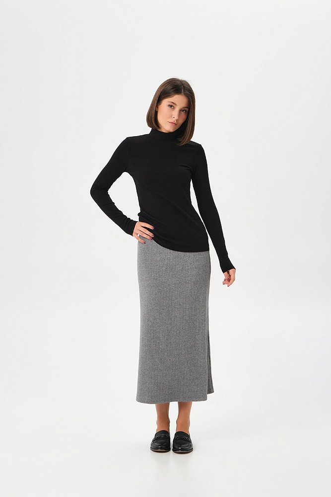 Лонгслив трикотажный в рубчик Flat Черный_16916