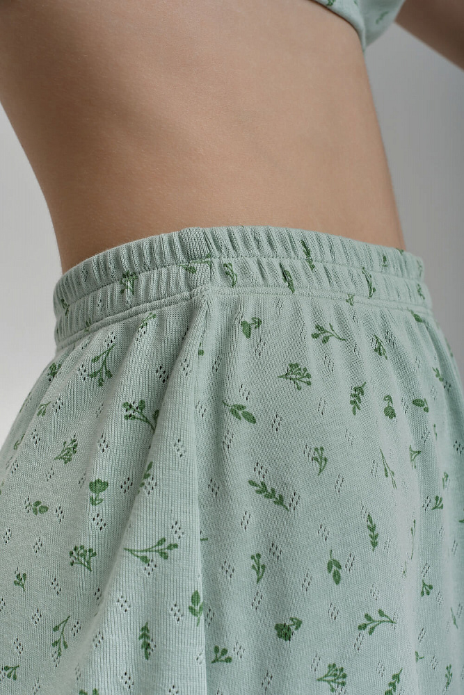 Шорты из хлопка Alisa Веточки на зеленом_8944