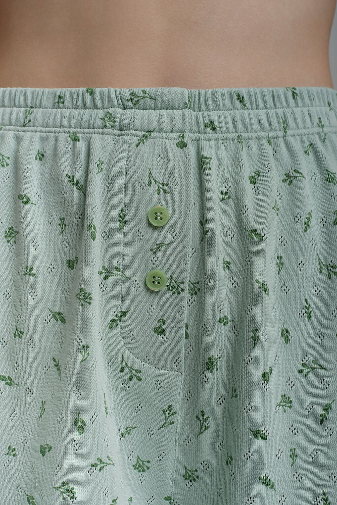 Шорты из хлопка Alisa Веточки на зеленом_8943