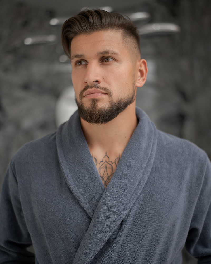 Халат махровый длинный серый мужской Comfort_8386