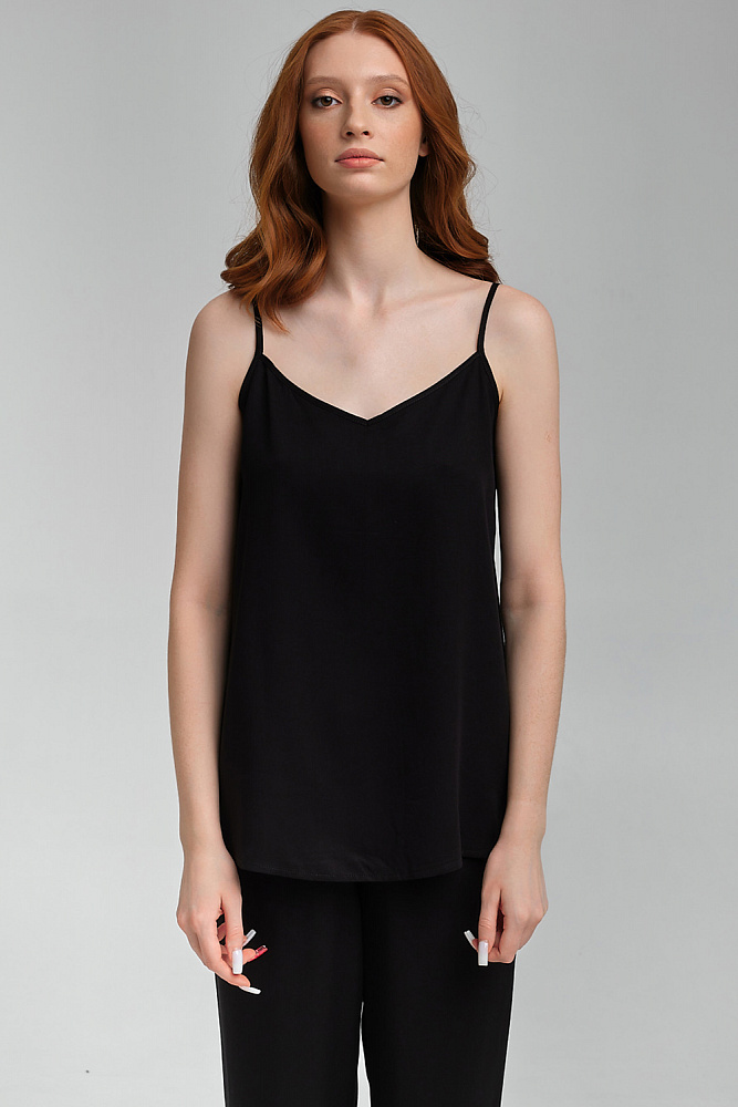 Топ из струящегося штапеля Pretty Черный_9008