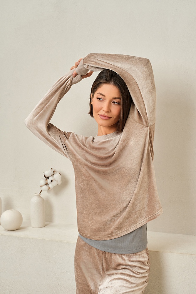 Лонгслив Veluor Золотисто-бежевый_17719