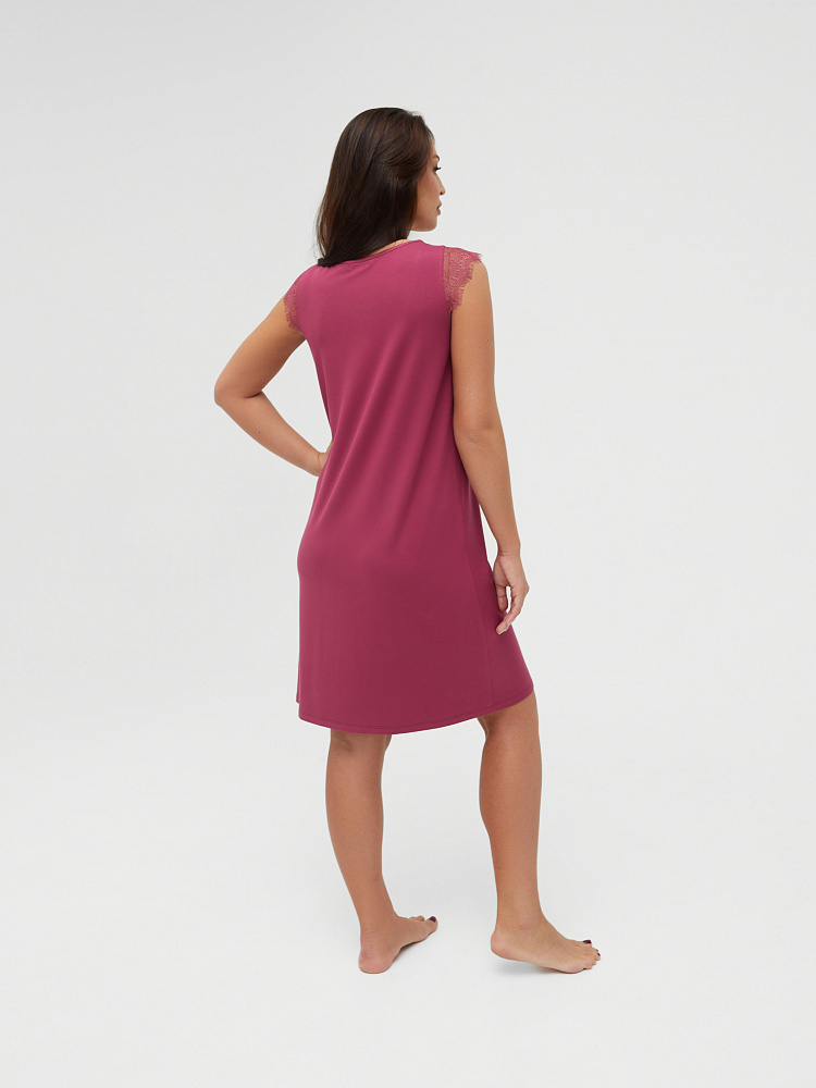 Сорочка из вискозы с кружевом Lili Малиновый_12654