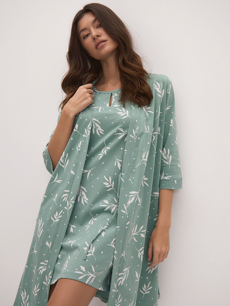 Сорочка из хлопка Cozy time Олива_12348