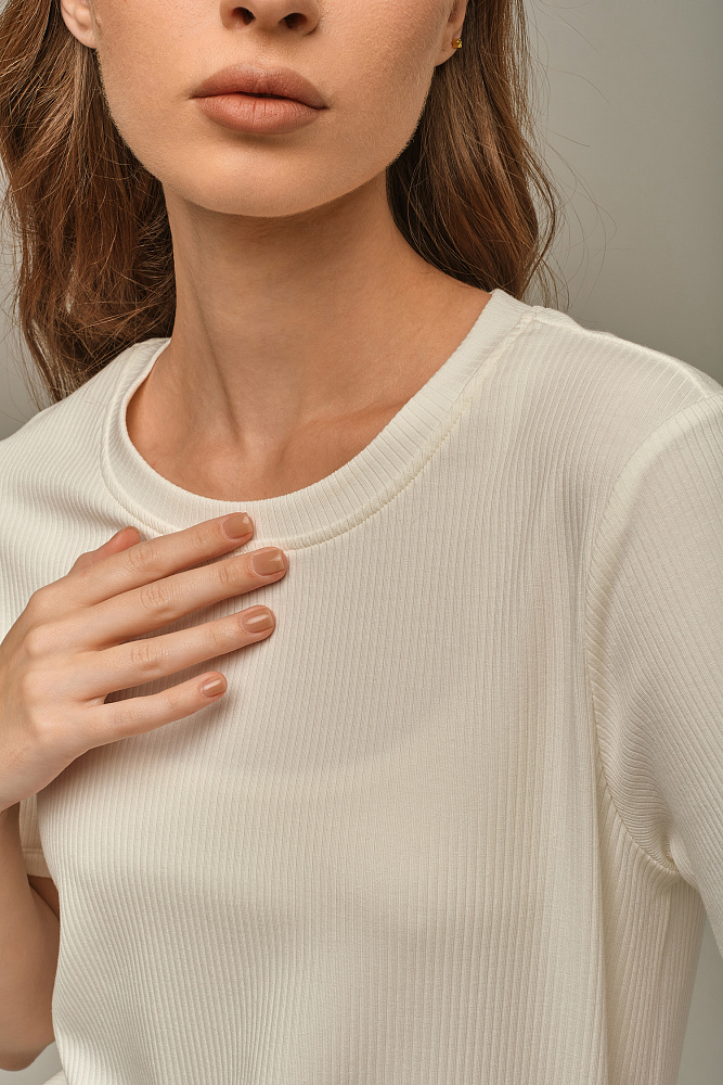 Футболка трикотажная в рубчик Flat Молочный_15953