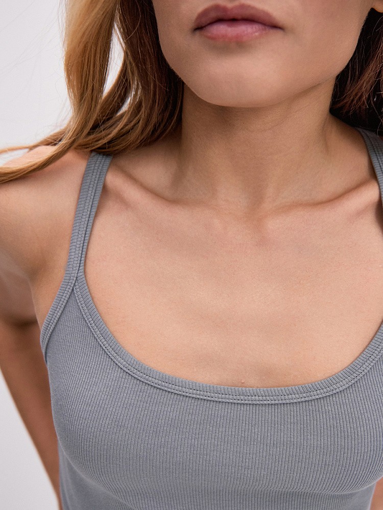 Майка трикотажная в рубчик Basic Темно-серый_14238