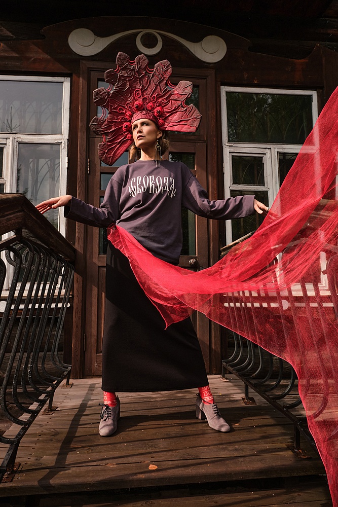 Лонгслив из хлопка Cotton Shik Графит_17580