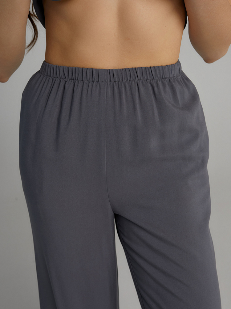 Брюки из струящегося штапеля   Pretty Стальной_10136