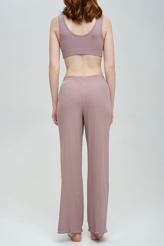 Брюки трикотажные в рубчик Пудра Flat_8623