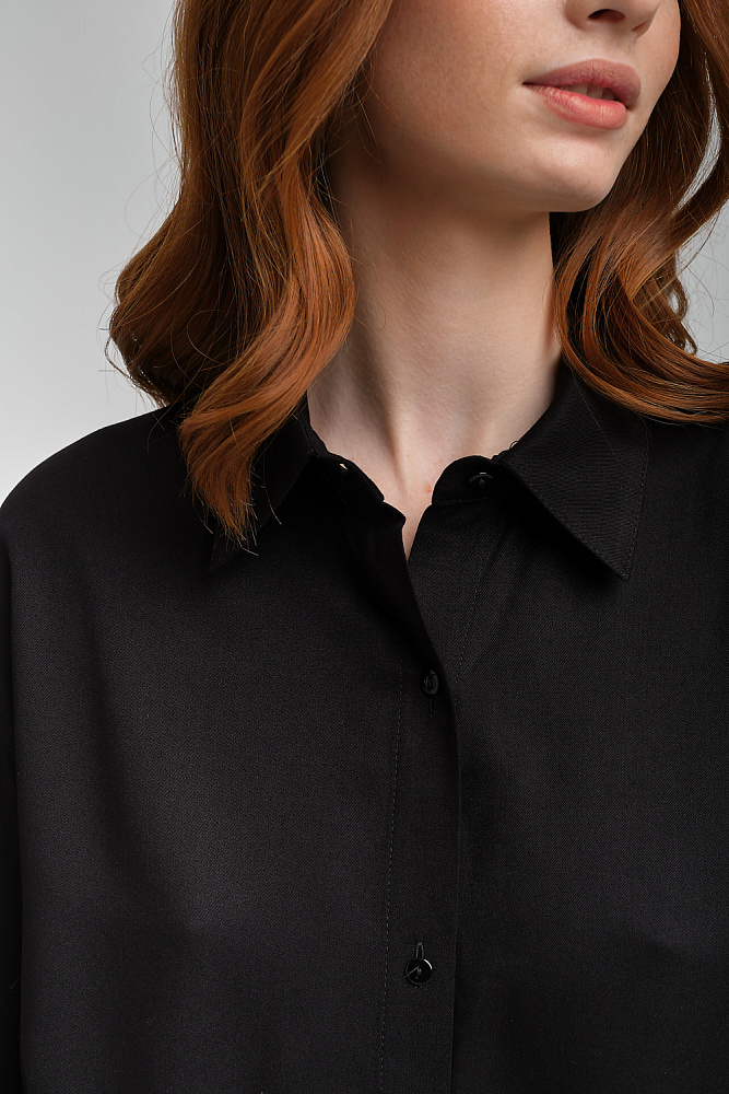 Рубашка с длинным рукавом из струящегося штапеля Pretty Черный_9001