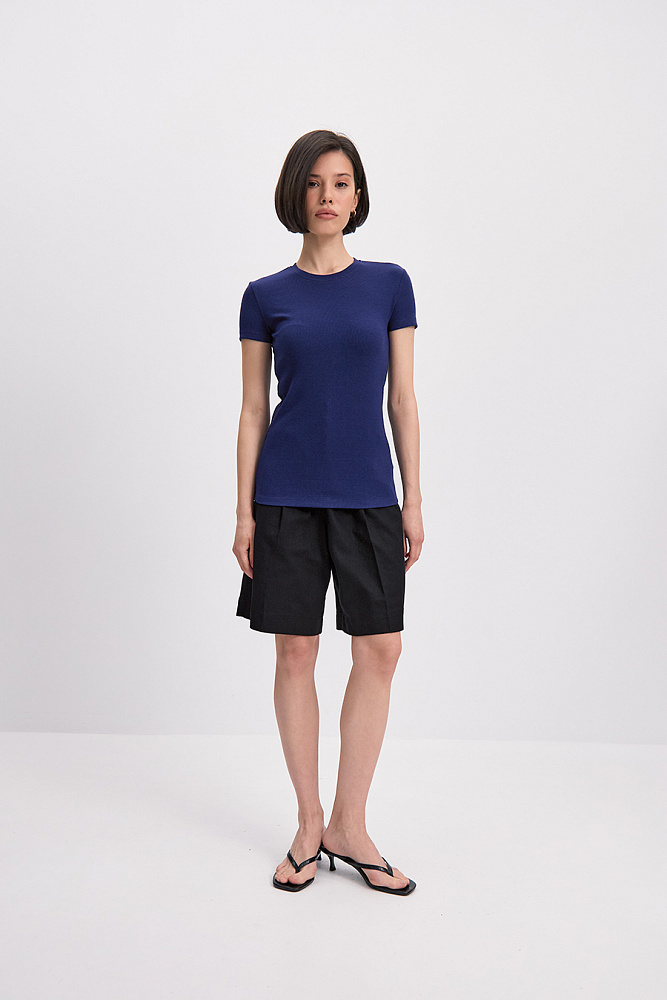 Футболка трикотажная в рубчик Basic Черничный_15649