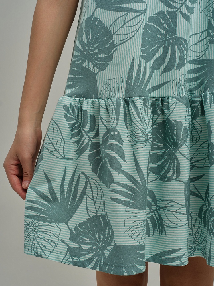 Платье из хлопка Kira Мята/Листья_10569