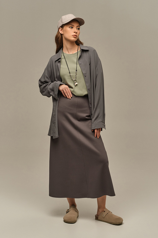 Футболка трикотажная в рубчик Flat Олива_15989