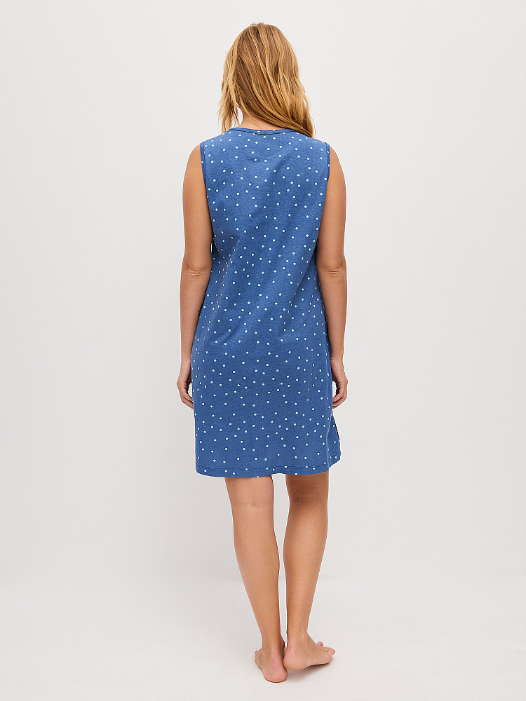 Сорочка из хлопка Cozy time Синий/Горох_11218