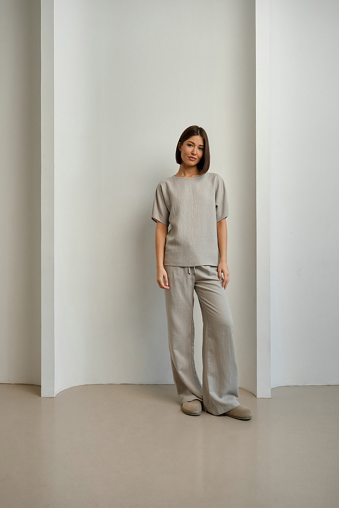 Прямые брюки изо льна Sonet Светло-серый_15002