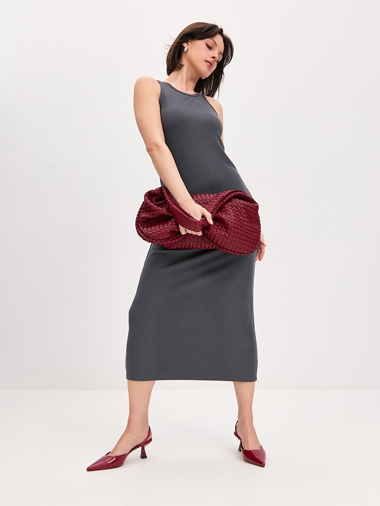 Платье в рубчик Basic Графит_16329