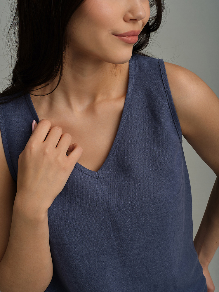 Топ изо льна Sonet Дымчато-синий_9840