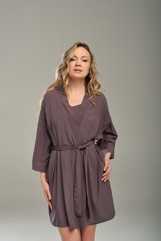 Халат из штапеля Pretty Темно-серый_18219