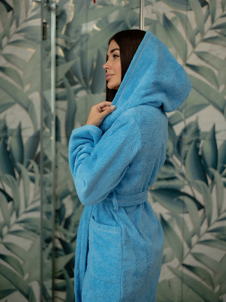 Халат махровый с капюшоном Laura Голубой_3507