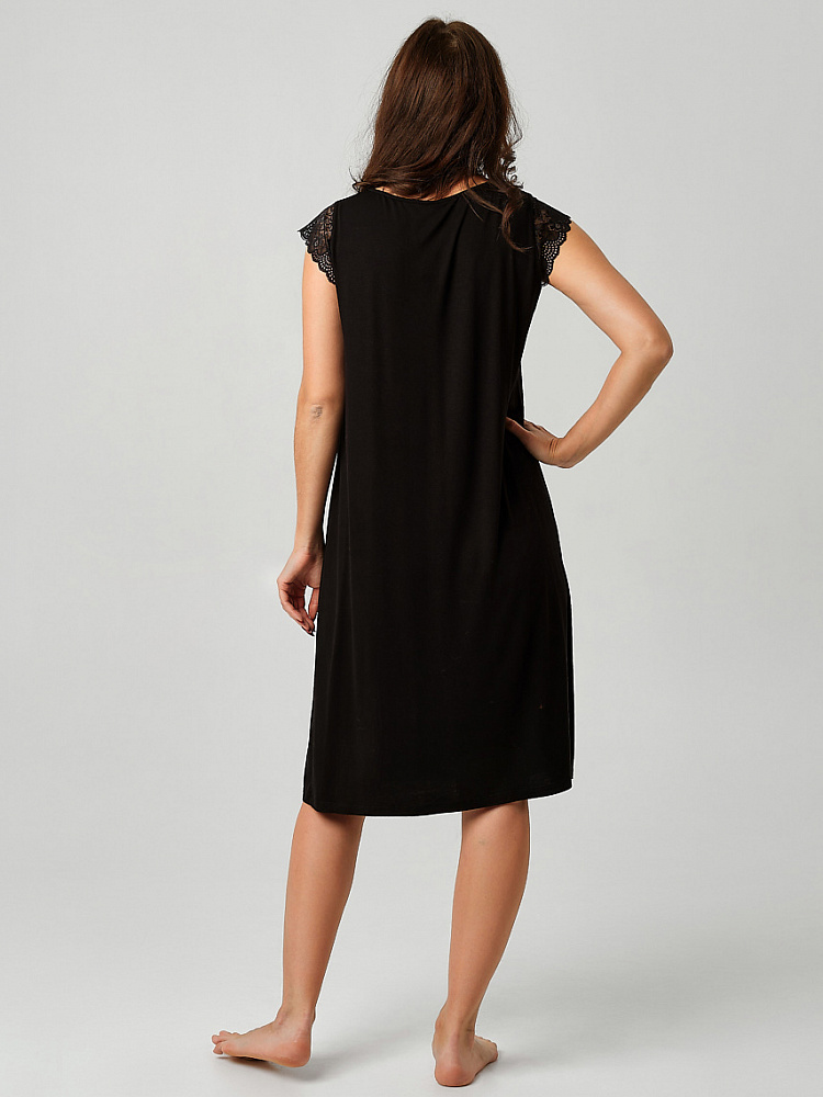 Сорочка из вискозы с кружевом Lili Черный_9239