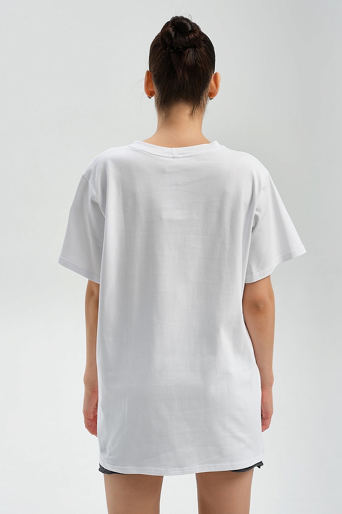 Футболка удлиненная оверсайз с принтом Altai woman Белый/Горы_17869
