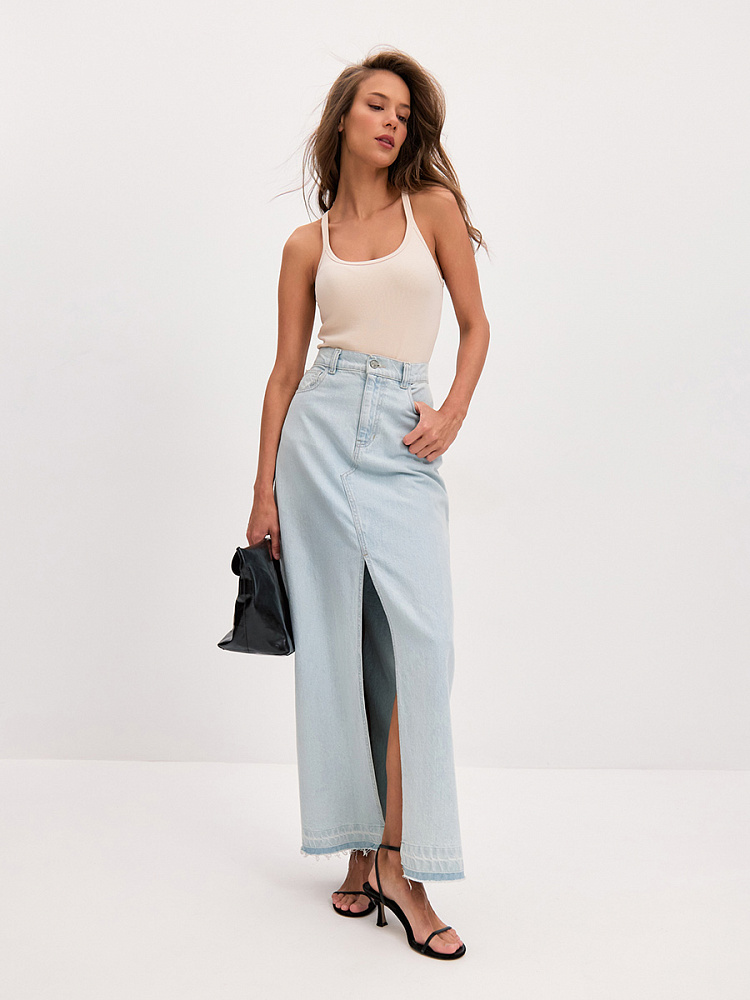 Майка трикотажная в рубчик Basic Бежевый_13893