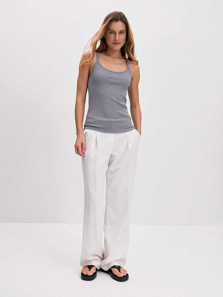 Майка трикотажная в рубчик Basic Темно-серый_14243