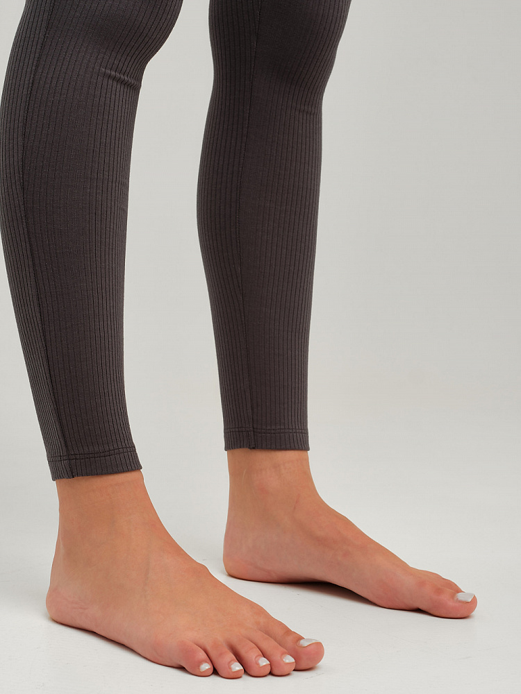 Леггинсы трикотажные в рубчик Flat Графит_9744