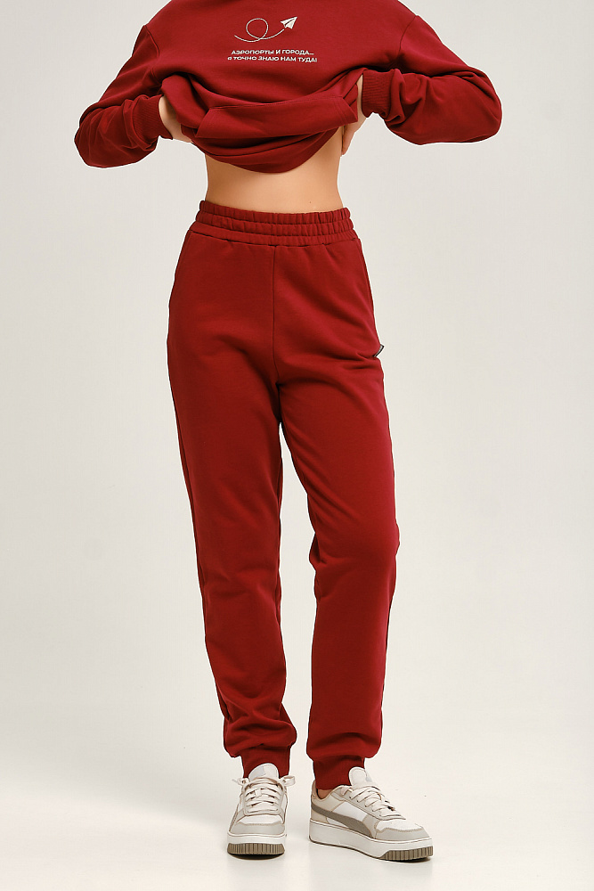 Джоггеры с начесом Lori Бордовый_12812