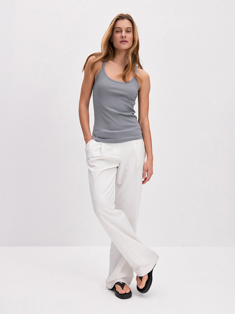 Майка трикотажная в рубчик Basic Темно-серый_14242