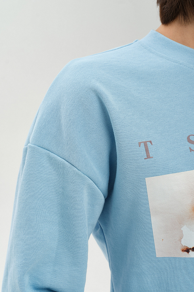 Свитшот из футера Art place Голубой/Хлопок_14382