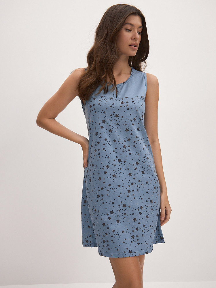 Сорочка из хлопка Cozy time Звезды на синем_12318