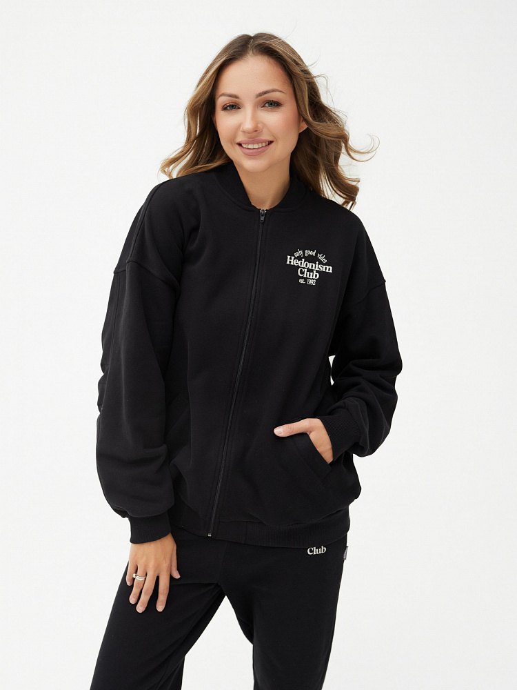 Бомбер из футера Jessy Черный_11407